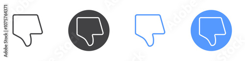 Thumbs down icon Flat set in black and white color