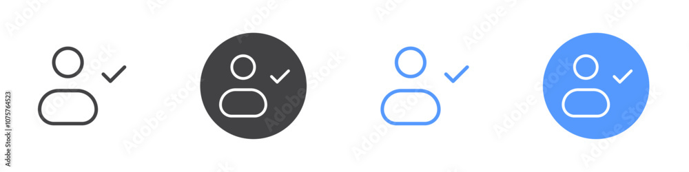 Verified user icon Flat set in black and white color Verified user icon Flat set in black and white color