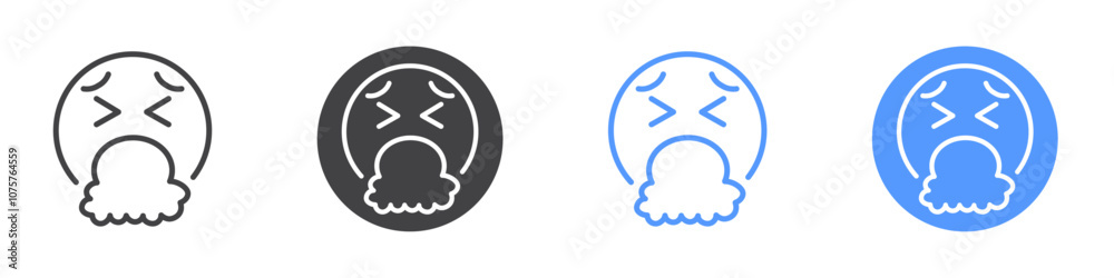 Obraz premium Vomiting icon Flat set in black and white color