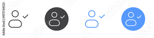Verified user icon Flat set in black and white color