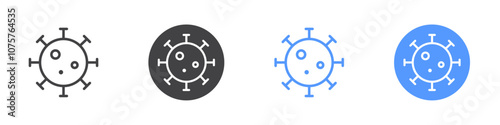 Virus icon Flat set in black and white color
