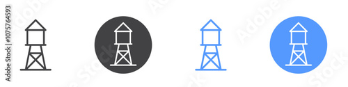 Water tank icon Flat set in black and white color