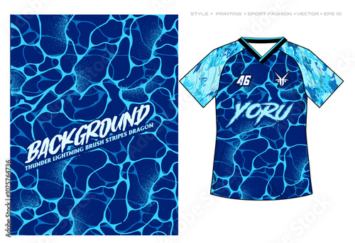 water flow reflection abstract pattern sublimation jersey design wave blue vector futuristic background elegant simple