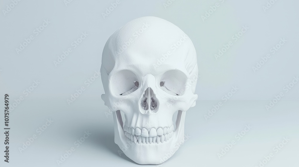 Fototapeta premium Human Skull 3D Render White Anatomy Medical Illustration Healthcare Science