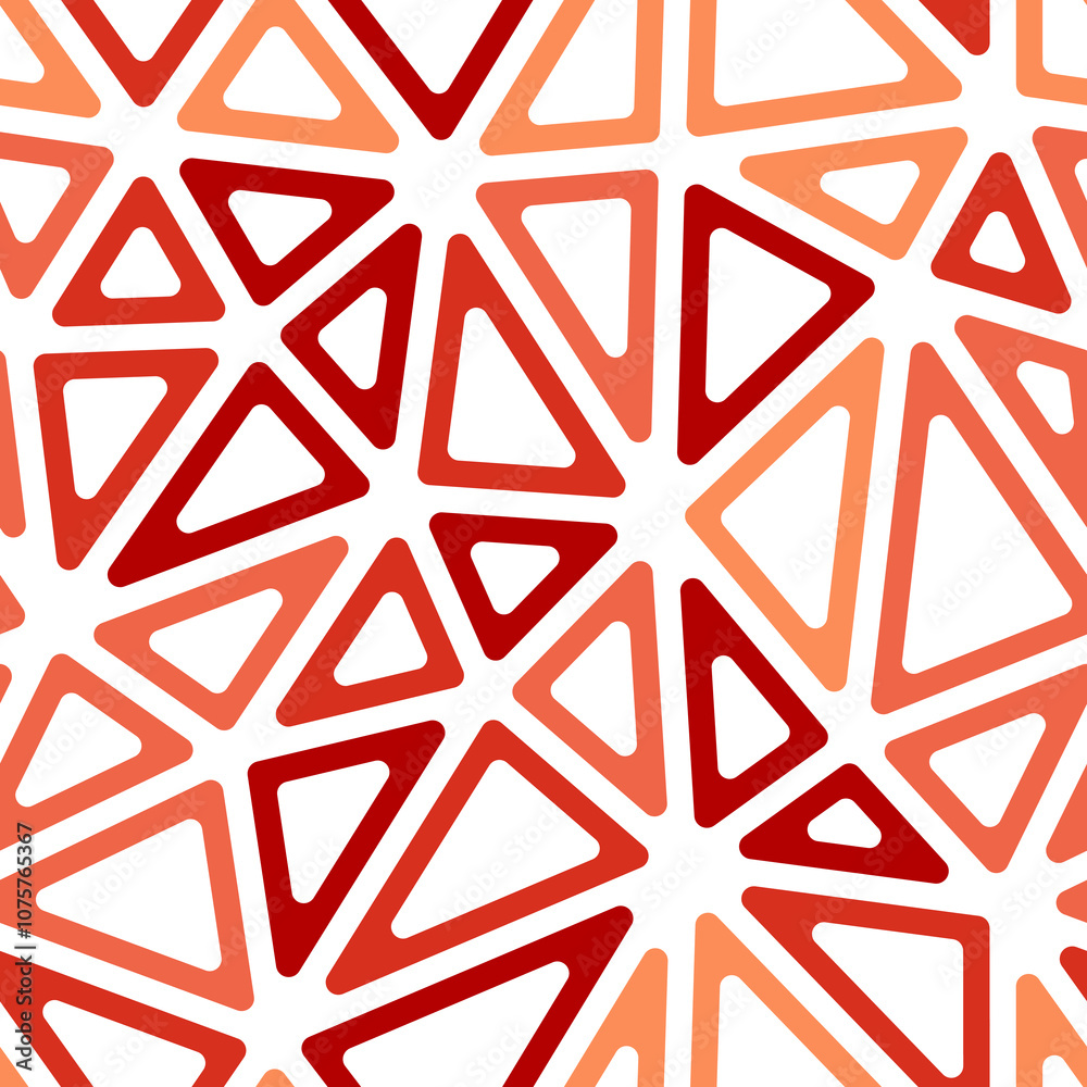 Obraz premium Triangles vector pattern. Large triangles size. Monotone style. Rounded triangular cells outlined. Repeatable pattern. Fiery contrast. Stylish vector tiles. Seamless vector illustration.