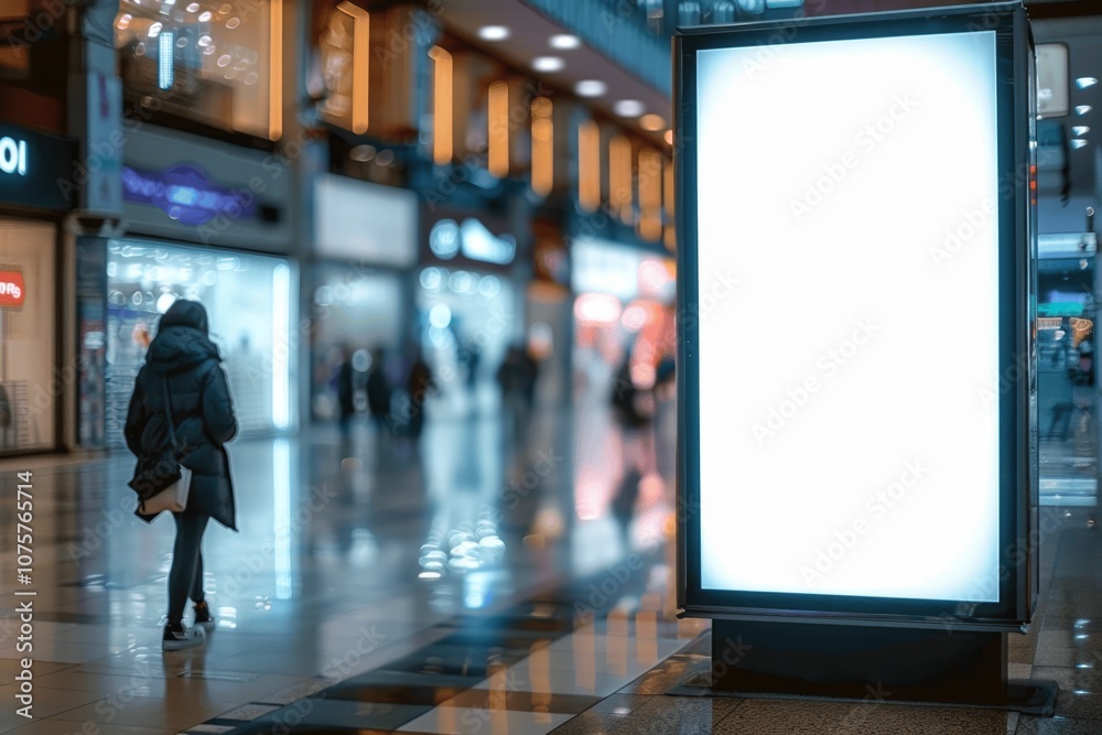 Vertical Billboard in Shopping Mall with Black Frame for Advertising Vertical Billboard in Shopping Mall with Black Frame for Advertising