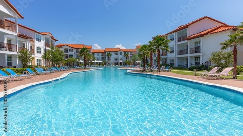 Wallpaper Mural Resort Pool with Loungers and Palm Trees Torontodigital.ca