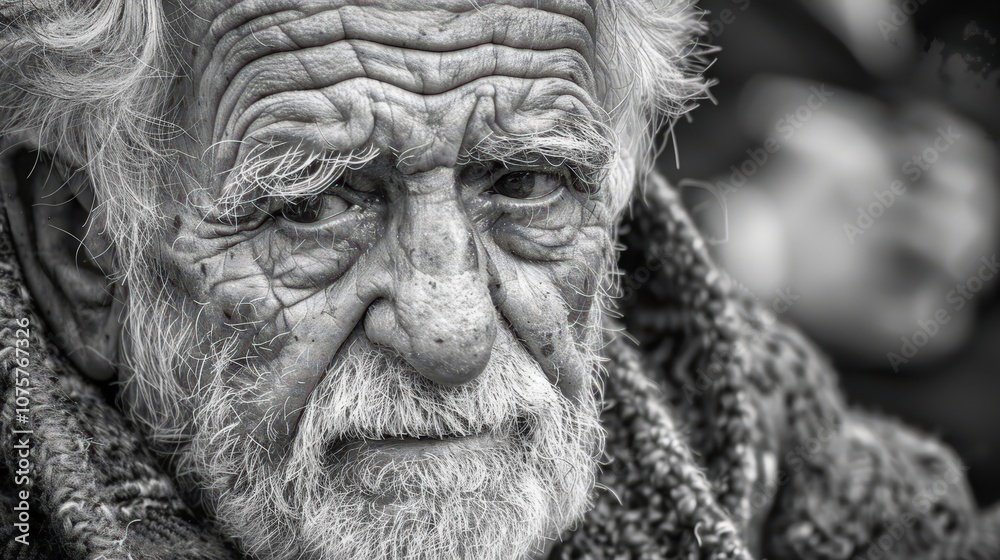 An old man with a beard and a beard is wearing a scarf An old man with a beard and a beard is wearing a scarf