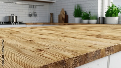 Rustic Wooden Countertop Kitchen Table Mockup for Product Display