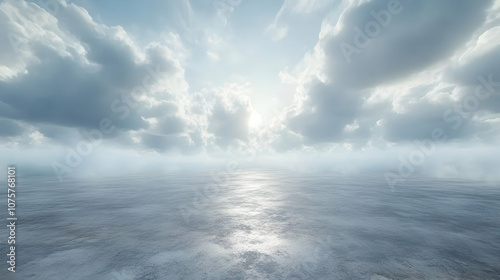 Cloudy Sky and Ocean Background Illustration