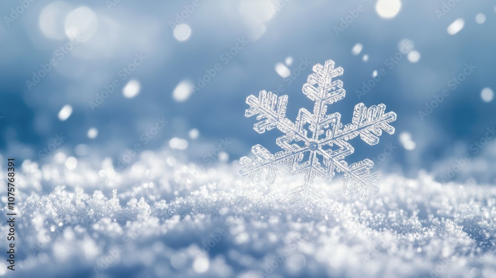 Beautiful falling snowflake wallpaper winter ice particles white snow falling on light blue background Beautiful falling snowflake wallpaper winter ice particles white snow falling on light blue background