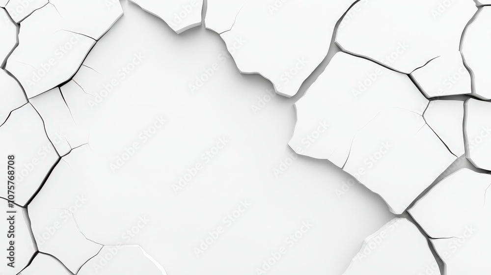 Obraz premium Abstract Cracked White Surface Texture Background 3D Render