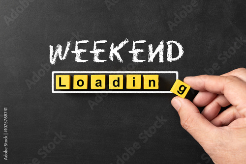 Chalkboard with a concept of weekend loading bar