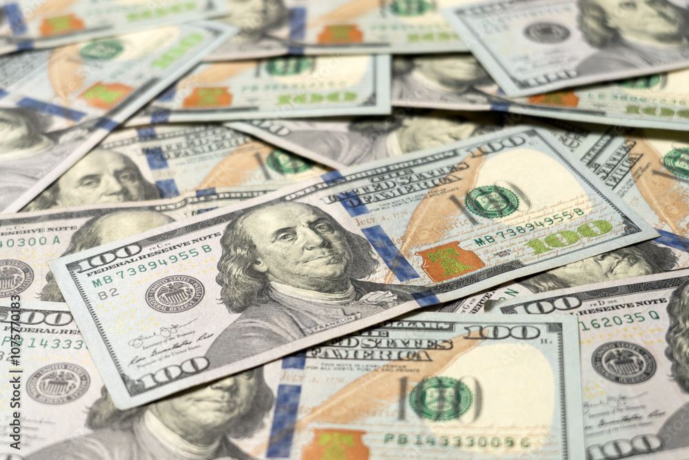 US hundred dollar bills background US hundred dollar bills background