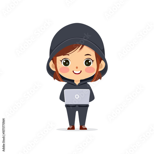 Hacker Cute Worker Work Job Profession Professional Occupation Cartoon Character

