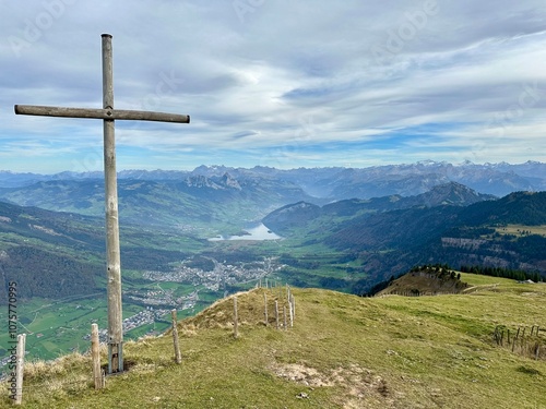 cross on the top of mountain