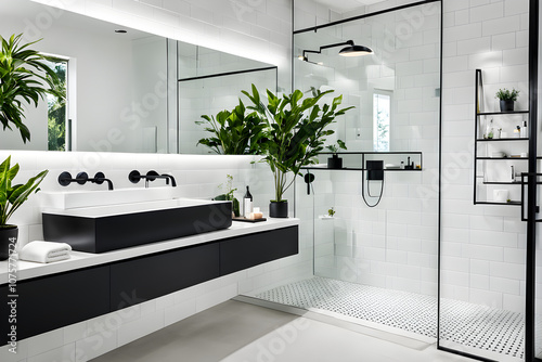 Modern and calming shower room or home bathroom