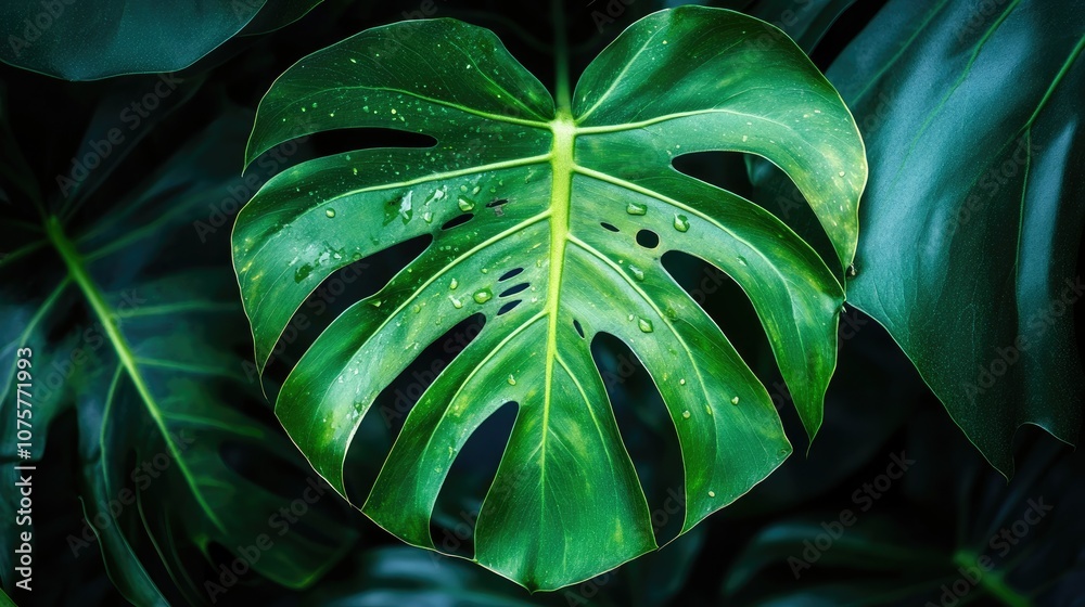 Fototapeta premium closeup nature view of green leaf and palms background. Flat lay dark nature concept