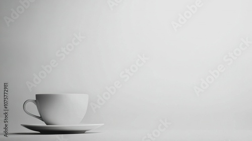 Wallpaper Mural  Cup & saucer on white table, white wall backdrop Torontodigital.ca