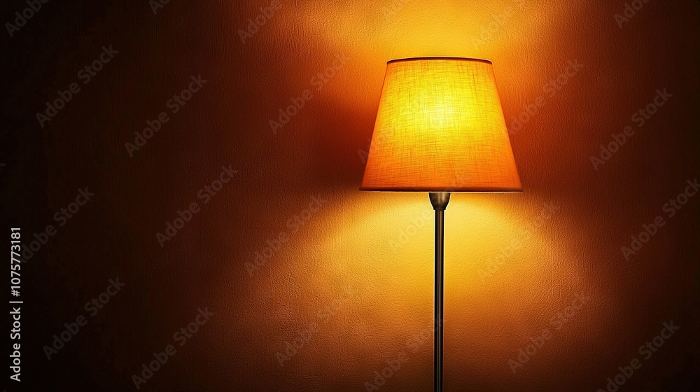   A lamp with a lamp shade on the bottom, next to a wall above another lamp