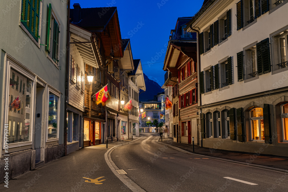 Interlaken city in Switzerland on Swiss Alps Interlaken city in Switzerland on Swiss Alps