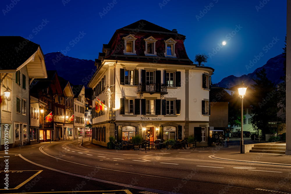 Interlaken city in Switzerland on Swiss Alps Interlaken city in Switzerland on Swiss Alps