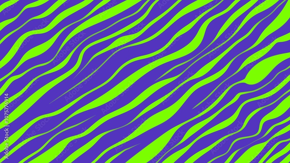 Purple background with green wavy stripes.
Purple background with green wavy stripes.