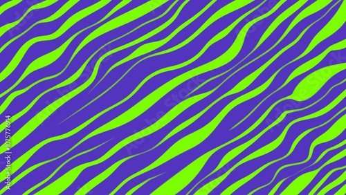 Purple background with green wavy stripes. 
