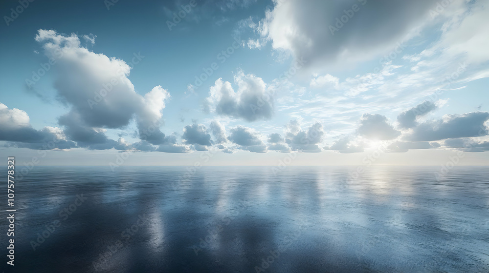 Ocean Background with Cloudy Sky Illustration Ocean Background with Cloudy Sky Illustration