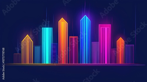 Neon Cityscape Illustration Futuristic Urban Architecture Colorful Buildings Technolog