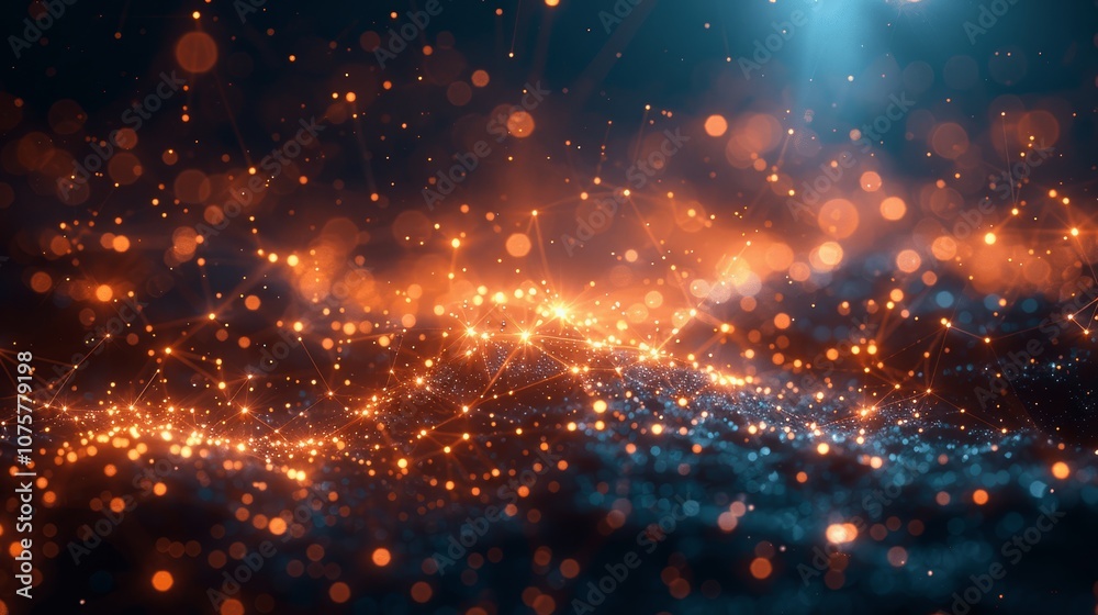 Abstract Digital Technology Background with Cyber Network Grid and Connected Particles Abstract Digital Technology Background with Cyber Network Grid and Connected Particles