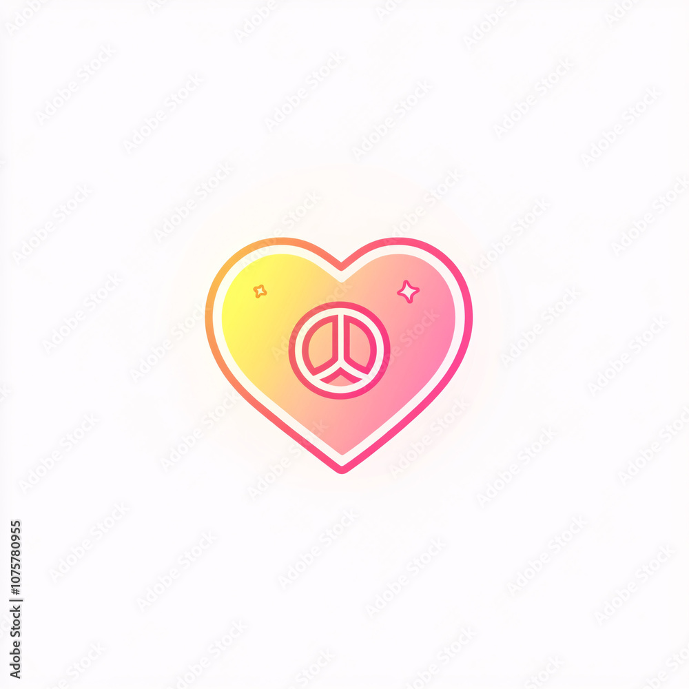 A colorful heart symbol with a peace sign inside, representing love and harmony in a vibrant, modern design.