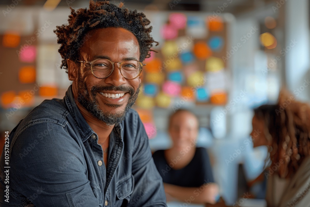 Smiling Professional Leading a Fun Team Meeting in a Bright Office Smiling Professional Leading a Fun Team Meeting in a Bright Office