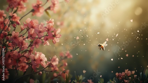 The bees buzz past early blooms, their flight a signal that the vibrant colors of spring photo