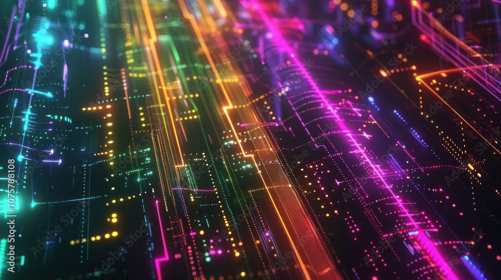 Abstract colorful neon lines pattern on black background. Abstract colorful neon lines pattern on black background.