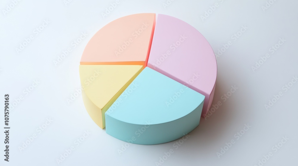 Three Colorful Sections of a Pie Chart Made from Soft Materials Displayed on a Smooth White Surface, Ideal for Creative Presentations and Visual Representations Three Colorful Sections of a Pie Chart Made from Soft Materials Displayed on a Smooth White Surface, Ideal for Creative Presentations and Visual Representations