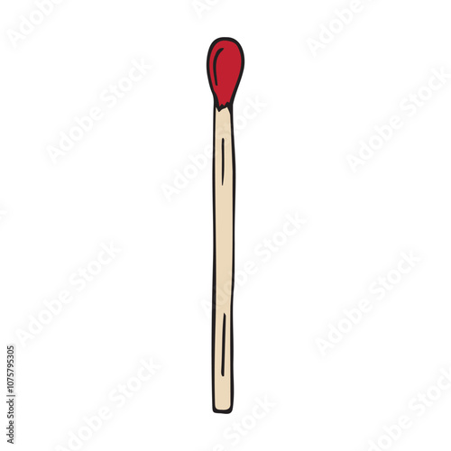 Vector hand drawn sketch doodle colored fire match isolated on white background