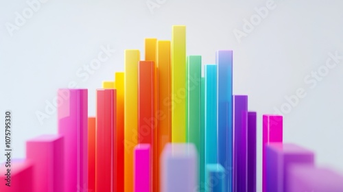 Colorful Abstract Bars in Vertical Arrangement with Gradient Shades Representing Data Visualization and Creative Design Concepts in Bright Tones