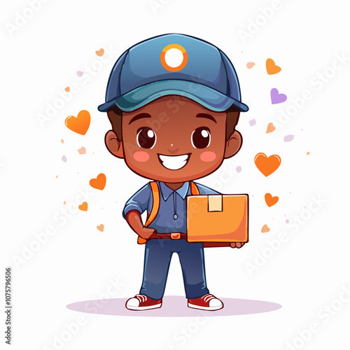 Courier Cute Worker Work Job Profession Professional Occupation Cartoon Character
