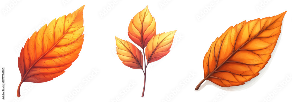 Vibrant Orange Leaves Isolated on Transparent Background Vibrant Orange Leaves Isolated on Transparent Background