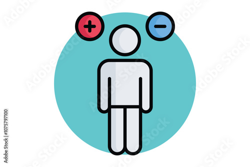 Attitude icon. colored outline icon style. person with minus and plus. icon related to motivation. success elements vector illustration