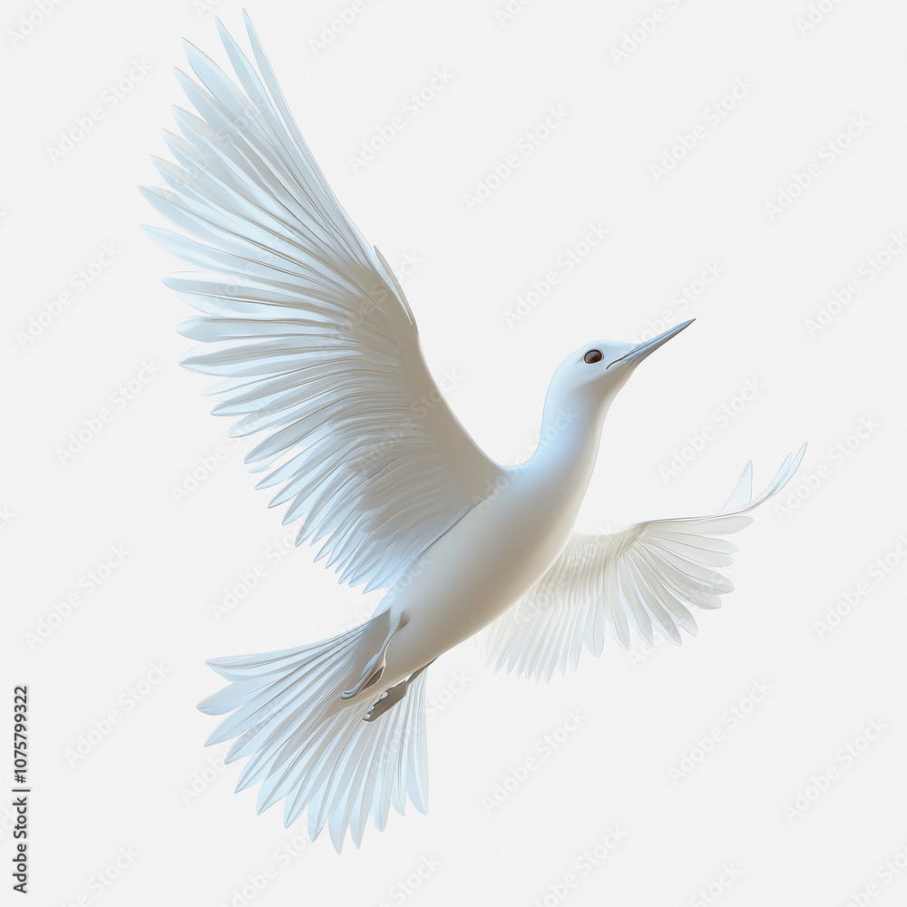 Obraz premium Detailed Illustration of a Bird in Flight Isolated on White Background, Perfect for Nature and Wildlife Themes in Digital and Print Media