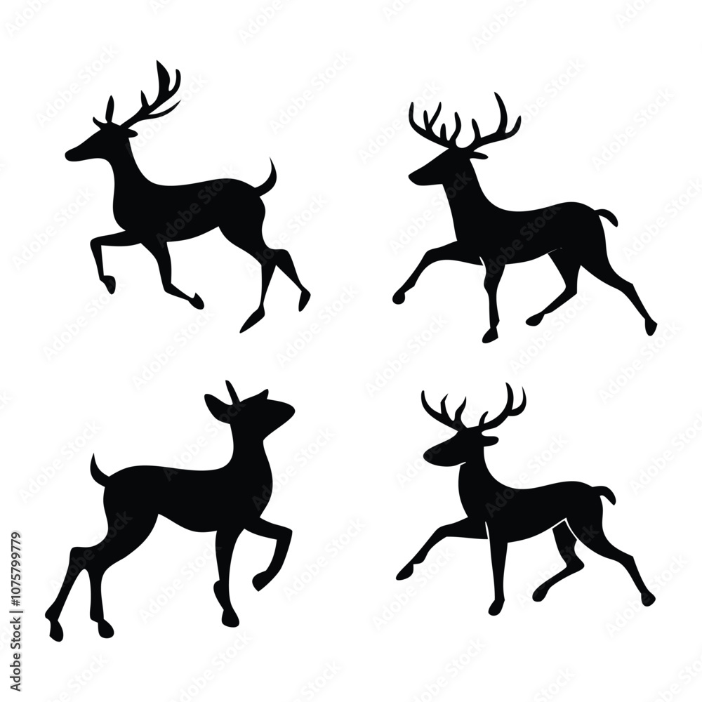 Fototapeta premium Deer Silhouette Vector Illustration Collection