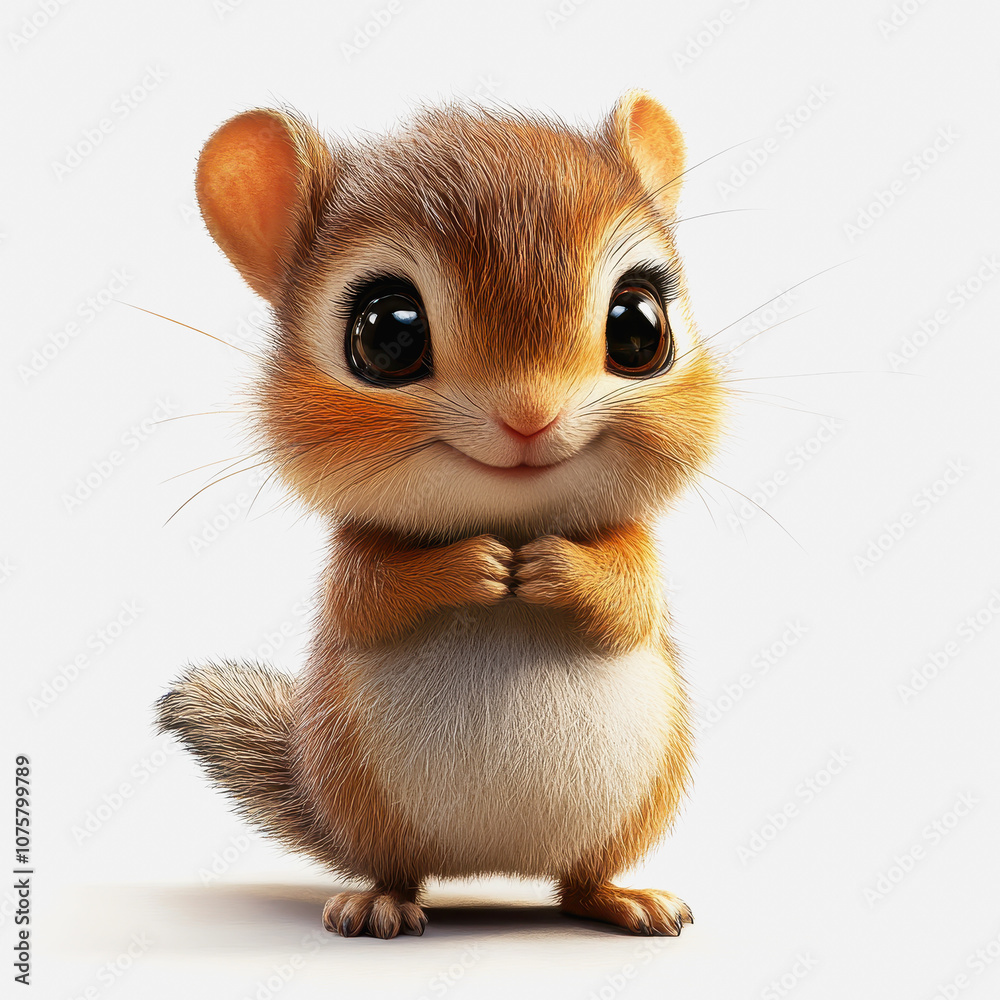 Adorable Illustration of a Cute Animal Portrait Featuring a Charming Squirrel with Big Eyes and a Fluffy Tail Isolated on a White Background Adorable Illustration of a Cute Animal Portrait Featuring a Charming Squirrel with Big Eyes and a Fluffy Tail Isolated on a White Background