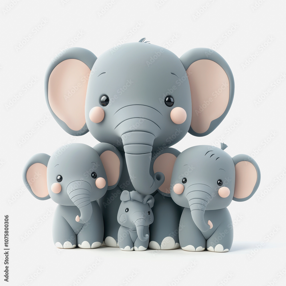 Adorable Illustration of an Elephant Family with Cute Characters Isolated on White Background for Family Themes and Animal Illustrations Adorable Illustration of an Elephant Family with Cute Characters Isolated on White Background for Family Themes and Animal Illustrations