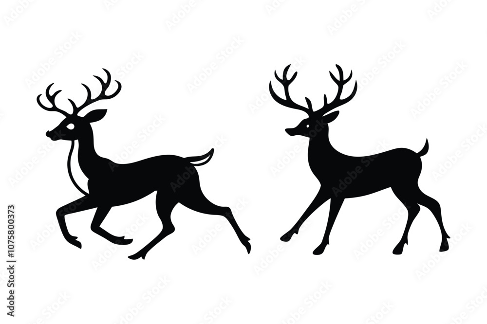 Deer Silhouette Vector Illustration Collection Deer Silhouette Vector Illustration Collection