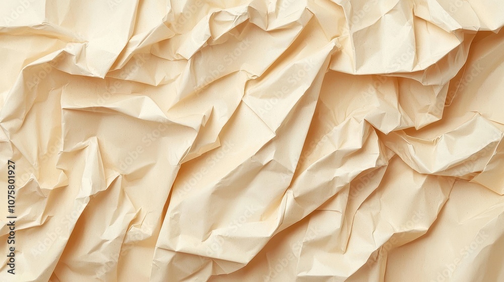 Obraz premium Abstract Beige Crumpled Paper Texture Background Design Element