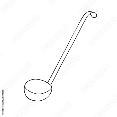 Vector hand drawn sketch doodle outline ladle isolated on white background