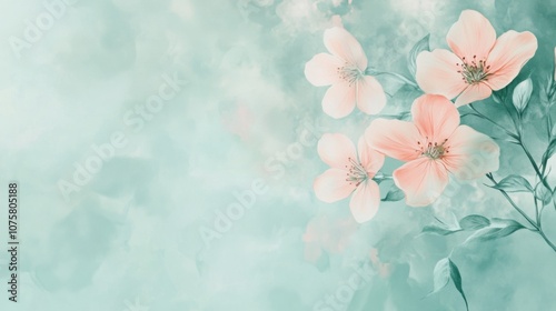 A gentle background in soft seafoam green and light peach tones