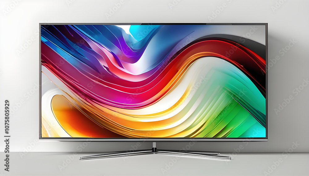 Very large flat screen TV with color preview screen projected on it, white background Very large flat screen TV with color preview screen projected on it, white background